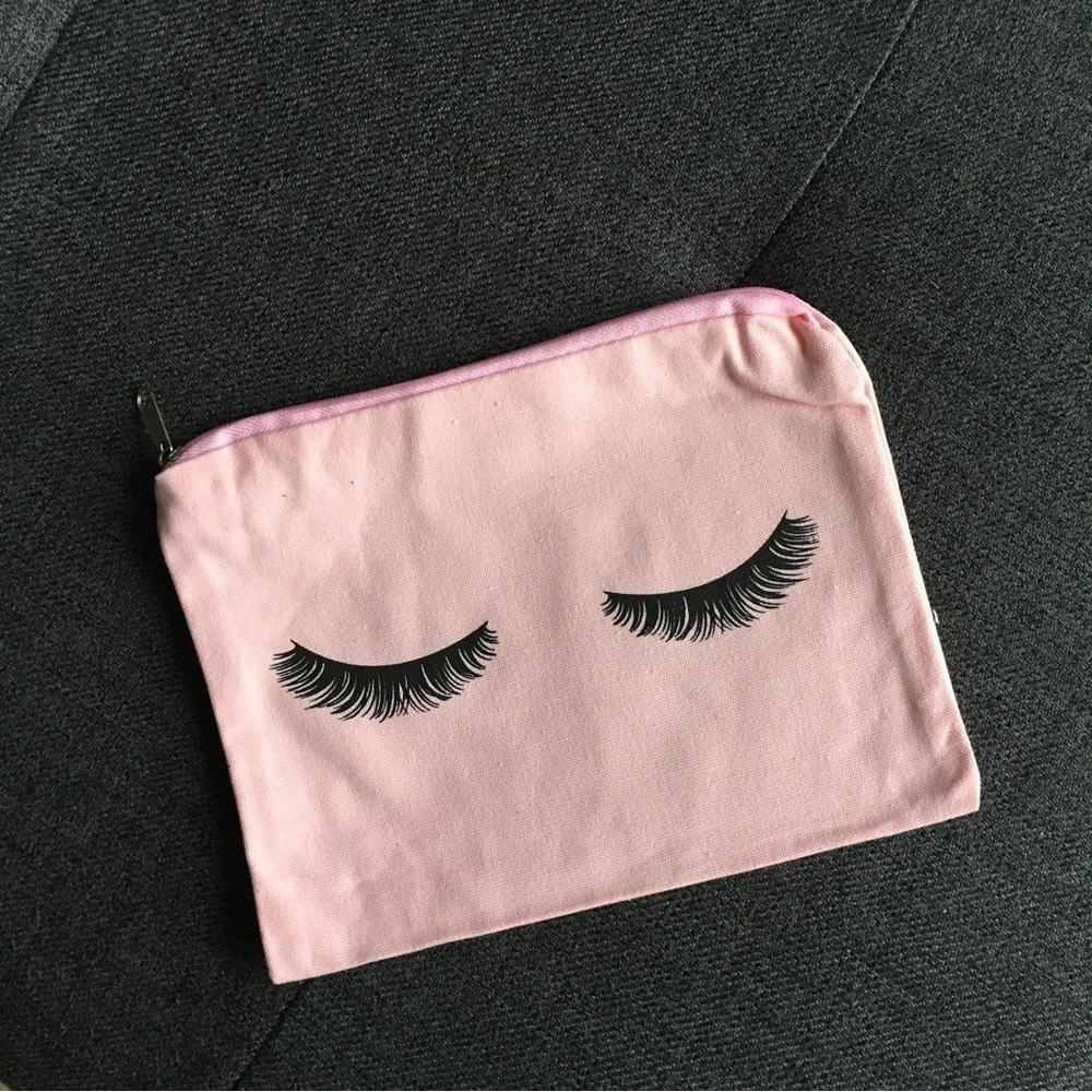 Eyelashes Makeup Bag, Travel Pouch, Pink, Black